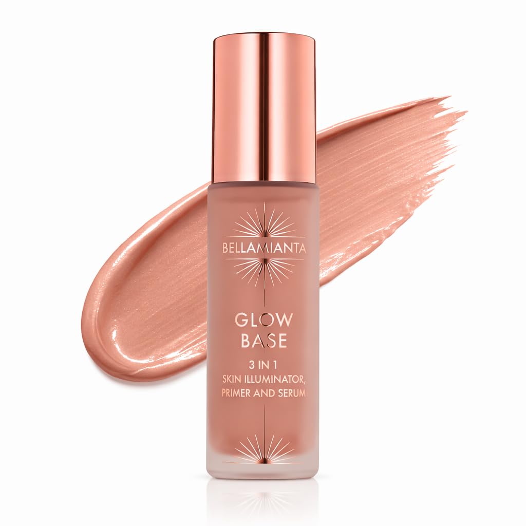 Bellamianta Glow Base – Hydrating Makeup Primer & Illuminator – Radiant Skin Primer with Niacinamide, Hyaluronic Acid & Vitamin E – Highlighters for Glowing Skin (Bronze Glow)