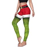 color cosplayer Christmas Leggings for Women High Waist Printed Yoga Pants Holiday Tights Costume Plus Size