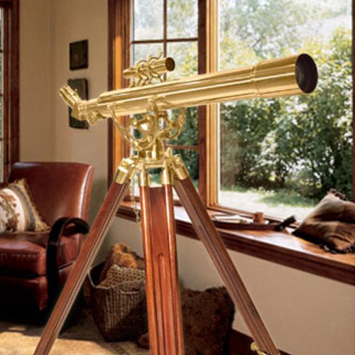 BARSKA Anchormaster 28x60m Brass Refractor Telescope w/ Mahogany Floor