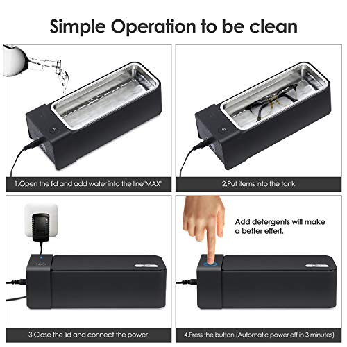 Uten Ultrasonic Cleaner 0.75L Low Noise Wash Machine for Cleaning