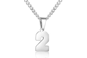SUSOOK Number Necklace for Boy Silver Athletes Number Chain Stainless Steel Charm Pendant Personalized Sports Jewelry for Men Basketball Baseball Football