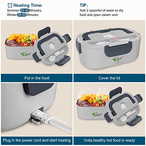 Vovoir Electric Heating Lunch Box 110V/12V/24V 3 in 1 Portable Food