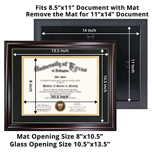 GraduationMall 8.5x11 Diploma Frame with Black over Gold Mat or Display