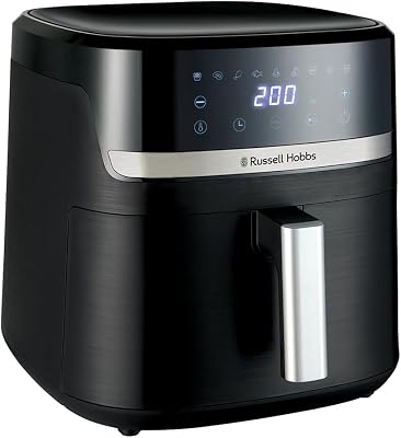 Fritadeira a ar Russell Hobbs, fritadeira isenta de óleo 8,3 l, Air Fryer, 9 programas, máx. 200 °C, Rapid Air, toque, assar, assar, grelhar, peças seguras para máquina de lavar louça, 1800 W, Satisfry 27632-56
