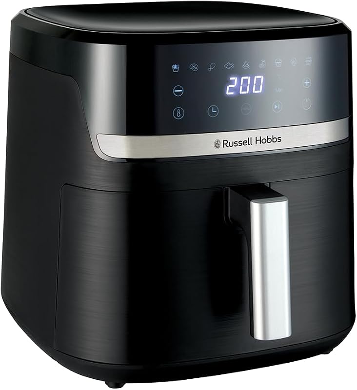 Fritadeira a ar Russell Hobbs, fritadeira isenta de óleo 8,3 l, Air Fryer, 9 programas, máx. 200 °C, Rapid Air, toque, assar, assar, grelhar, peças seguras para máquina de lavar louça, 1800 W, Satisfry 27632-56