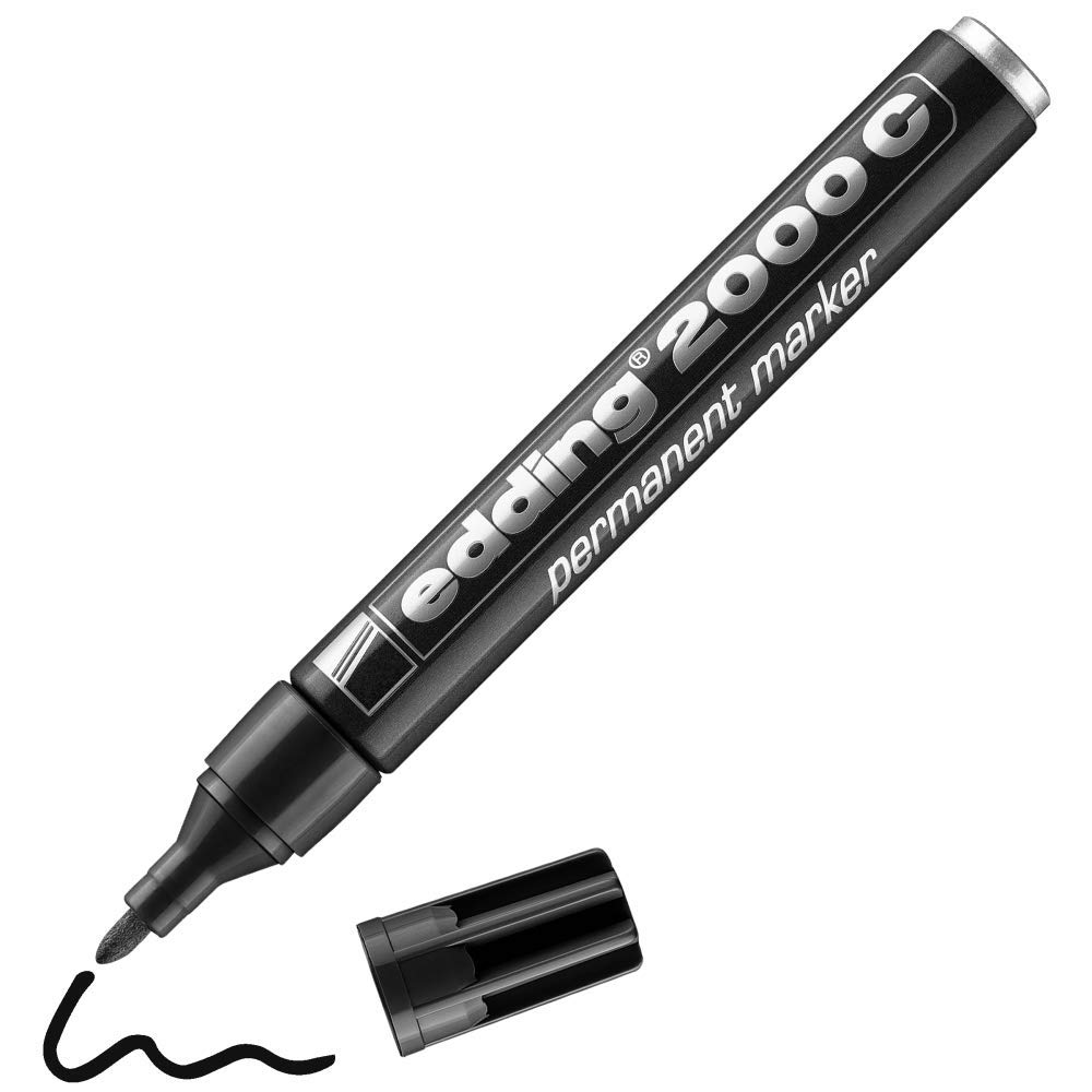 edding 2000 C permanent marker - black - 1 pen - round nib 1.5-3 mm - quick-drying permanent markers - waterproof, smudge-proof - for cardboard, plastic, wood, metal, fabric - marker pen