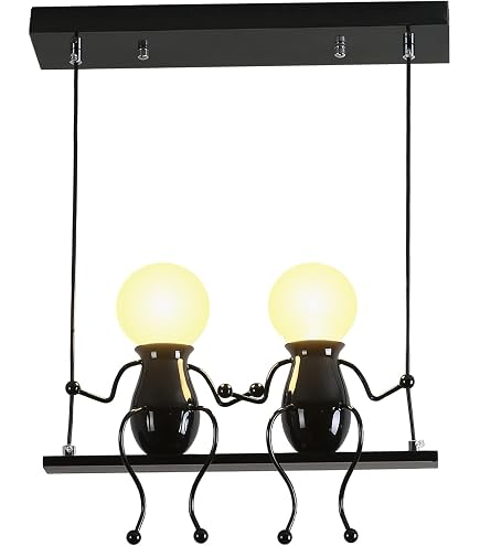 TBVECHI Vintage Monkey Pendant Light – Creative E27 Hanging Lamp, Black Resin & Iron, 14x28 Inch, For Dining Room Or Bar