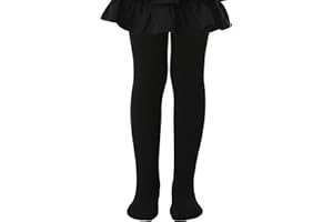 EVERGIFTKIDS Toddler Girls Fleece Lined Thermal Warm Tights Cozy Winter Black Legging Under Dress for Kids Thick Dance Tights