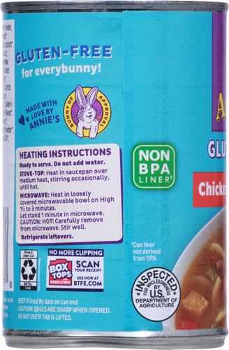 ANNIE’S GLUTEN FREE CHICKEN & PASTA CANNED SOUP, READY TO SERVE, 14 OZ.