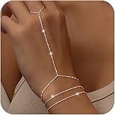 CHESKY Silver Hand Chain Bracelets for Women Set - Dainty Silver Plated Finger Ring Bracelet Stack Adjustable Hand Chains Durable Beaded Bracelets Trendy Simple Jewelry Gift for Women