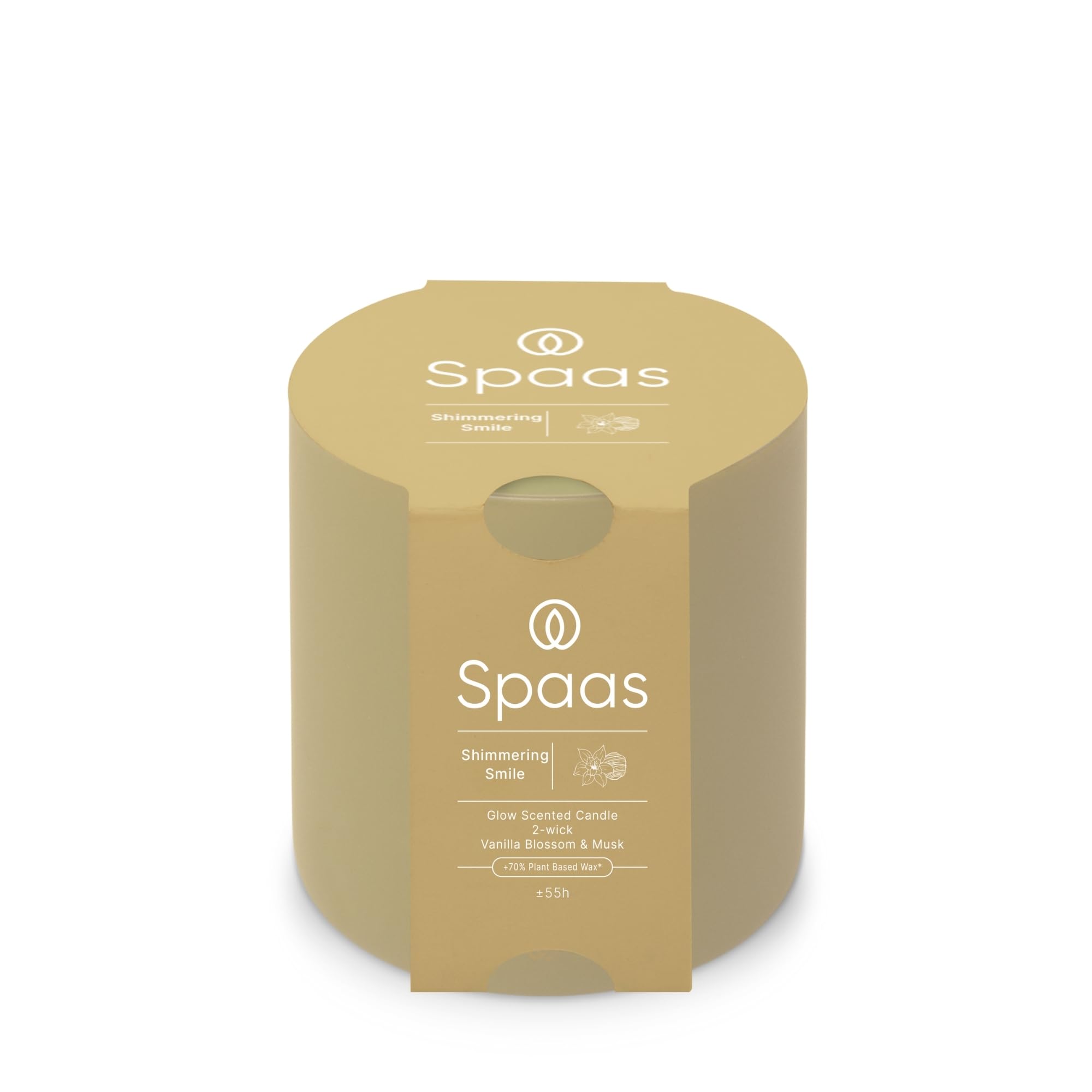 Spaas Glow Scented Candle 2-Wick 55h, Shimmering Smile, Beige