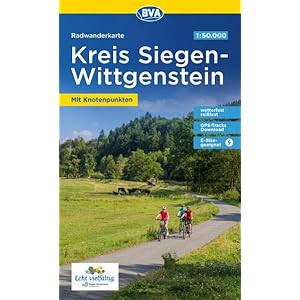 Radwanderkarte BVA Kreis Siegen-Wittgenstein mit Knotenpunkten 1:50.000, reiß- und wetterfest, GPS-Tracks Download, E-Bike-geeignet Landkaart – Gevouwen Kaart, 28 juni 2022