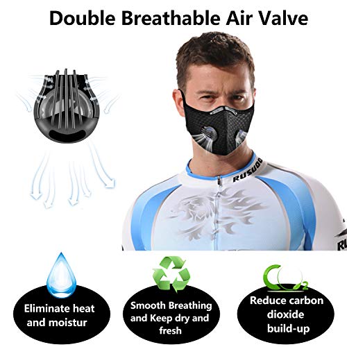 Begleri Anti-poussière Anti-Pollution Sport Lavable Réutilisable pour Le Cyclisme et la Course à Pied, Ensemble 2 (Noir)
