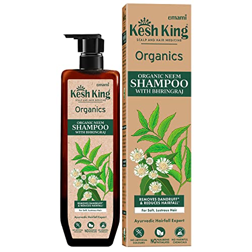 KESH KING ORGANIC NEEM SHAMPOO | AYURVEDIC HAIR CLEANSER WITH BHRINGRAJ | REFRESHES SCALP | REDUCE DANDRUFF & HAIRFALL | PROVIDES SOFT, LUSTROUS HAIR | 10.14 FL OZ/300ML