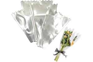 RIKYO 100 Pack Clear Rose Flower Bouquet Packaging Bags,Transparent Flower Bouquet Sleeve,Dried Flowers Floral Arrangement Supplies,Single To 3 Pcs More Stem Roses (17X11x4")