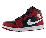 Jordan Men's 1 Mid Black/White-Gym Red