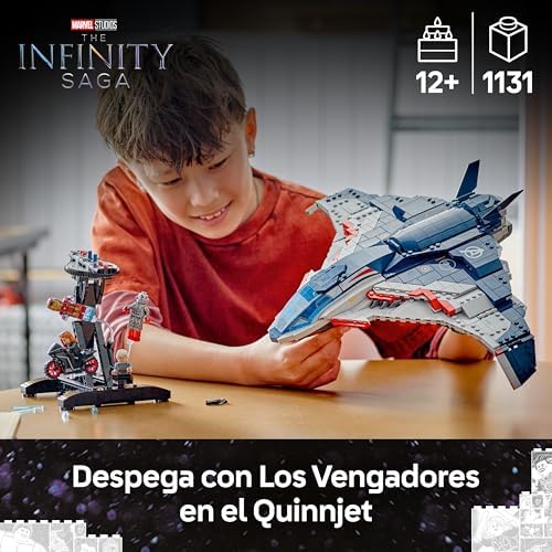 Marvel Quinjet de Vengadores: La Era de Ultrón - Avión de Juguete de Superhéroes con Moto y 5 Minifiguras inc. Iron Man, Viuda Negra y Ojo de Halcón - Regalo para Niños y Chicos de 12+ Años 76325