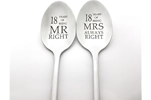 18th Anniversary Spoon Gifts for Couples 18 Year Wedding Anniversary Present for Husband Wife 18th Anniversary Spoon Gift for
