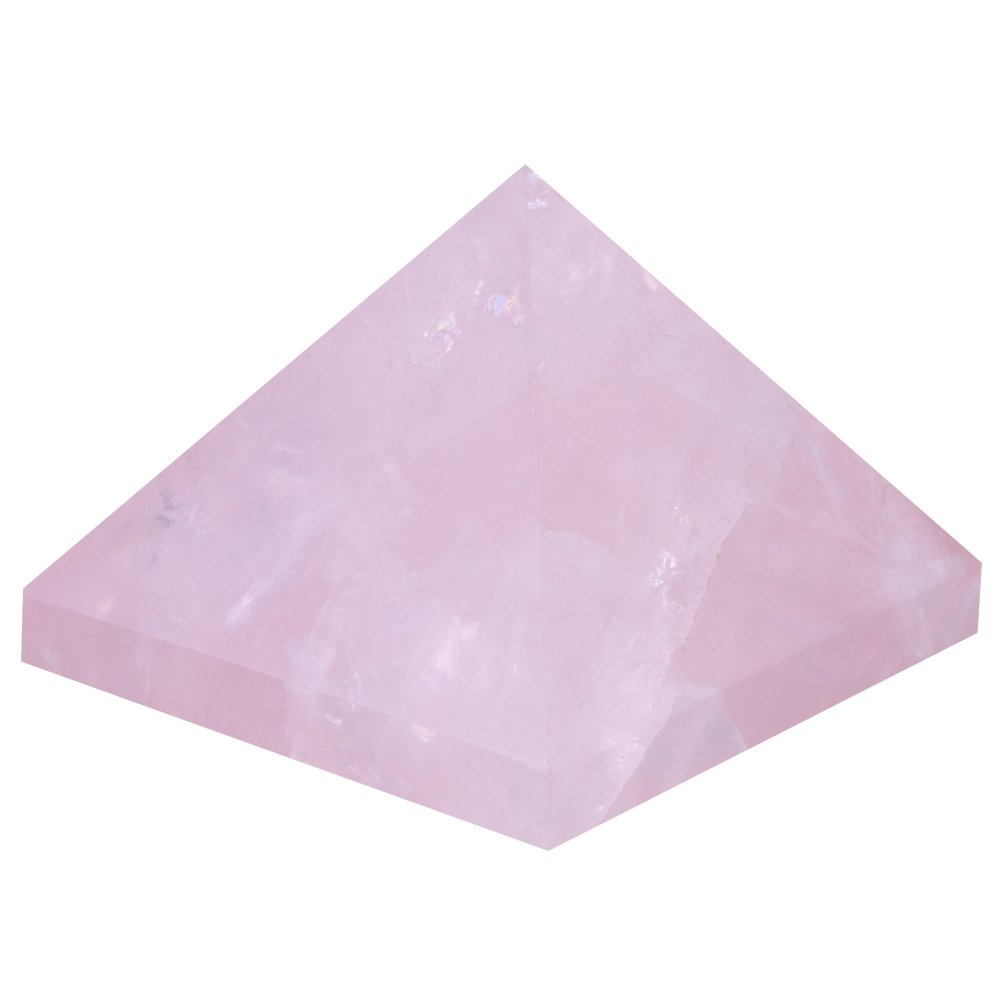 GLOGLOW Crystal Pyramid, Pink Crystal Rose Quartz Pyramid Feng Shui Spiritual Reiki Healing Crystal Figurines Home Decoration