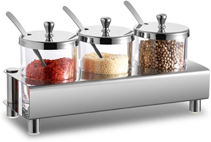 Caja Organizadora De Especias De Acero Inoxidable Con 8 Compartimentos Y Tapa – Ideal Para Cocina, Restaurante O Camping