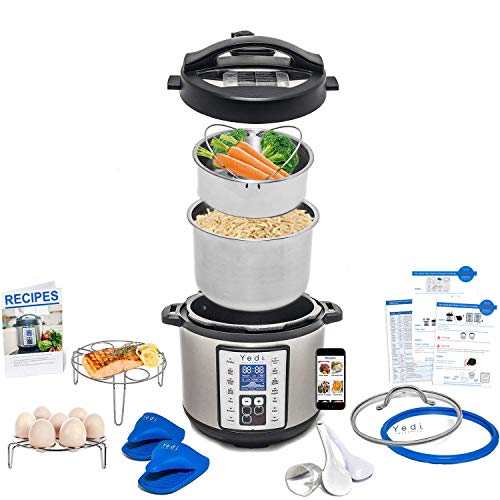 Total Package 9-in-1 Instant Programmable Pressure Cooker, with Endless Recipes and Deluxe Accessory Kit by Yedi Houseware (6 Qt)