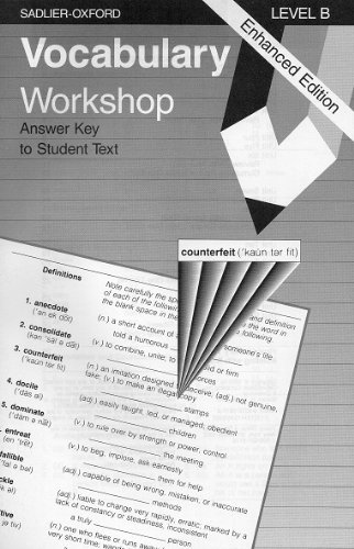 Vocabulary Workshop Level B Answer Key To Student Ext Enhanced Edition Language Arts Amazon In Books