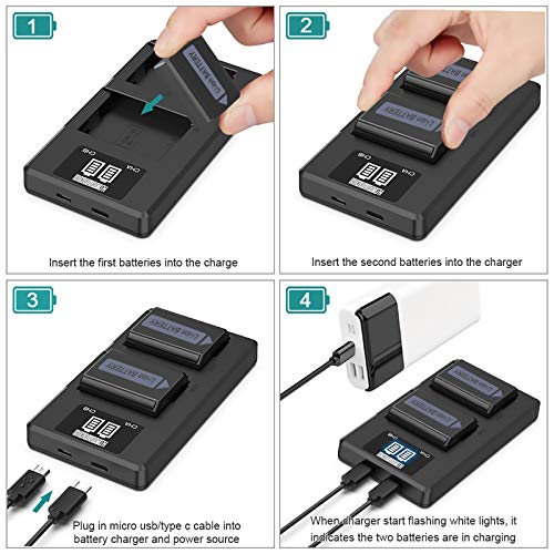 NPFW50 Camera Battery Charger Set, Replacement Batteries for Sony