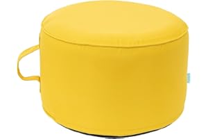 QILLOWAY Indoor/Outdoor Inflatable Stool,Round Ottoman,All Weather Foot Rest for Camping or Home,Yellow