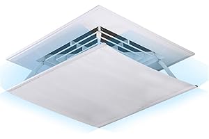 Liveinu Canvas Air Deflector Adjustable Reusable Heat and Air Deflector for Drop Ceiling Vents RV, Home HVAC, AC and Ceiling Registers Air Conditioner Deflector White 23"x23" Inch