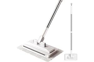 Hands-Free Multi-Purpose Flat Mop with Clamp,360° Swivel Head & Adjustable Long Handle, Multi-Surface Cleaning Tool for Home 