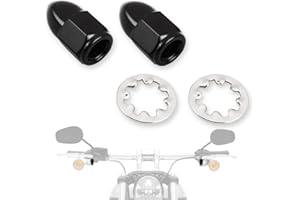FOVPLUE 5/16″-24 Acorn Nut Kit and Lock Washers Universal fits for Harley Rearview Mirrors,for CVO, Dyna, Electra Glide, Road Glide, Road King, Softail, Street Glide, Sportster 1200 883, Black,2-Pack