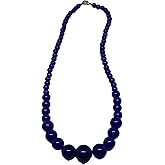 Natural Lapis Gemstone Round Graduated Beaded Necklace