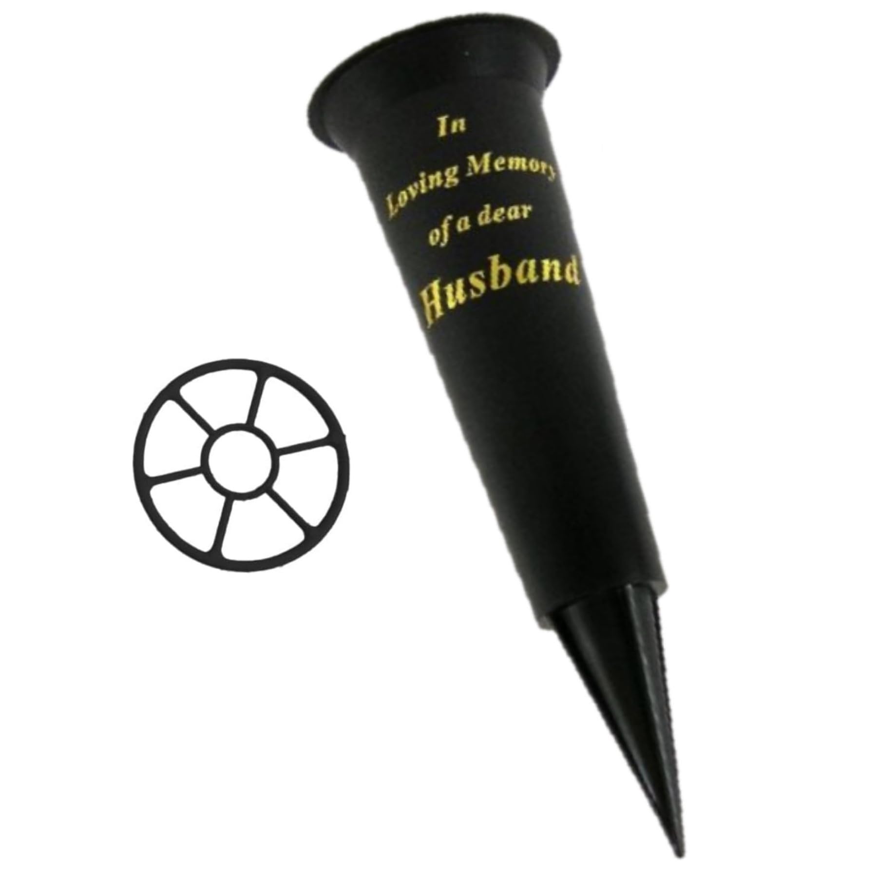 Black In Loving Memory Husband Spiked Memorial Grave Flower Vase Graveside Memorial with flower holder insert