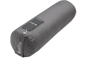 WELLROX Yoga Round Bolster Pillow, Yoga Bolster for Restorative Yoga - 100% Indian Cotton Cover, Firmness & Stability - Yoga Pillow for Hip Opening Poses and Meditation, Washable Cover