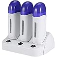 Nynelly Portable Triple Depilatory Roll on Wax Warmer with Heater Base for Women Men Hair leg,Armpit,Bikini