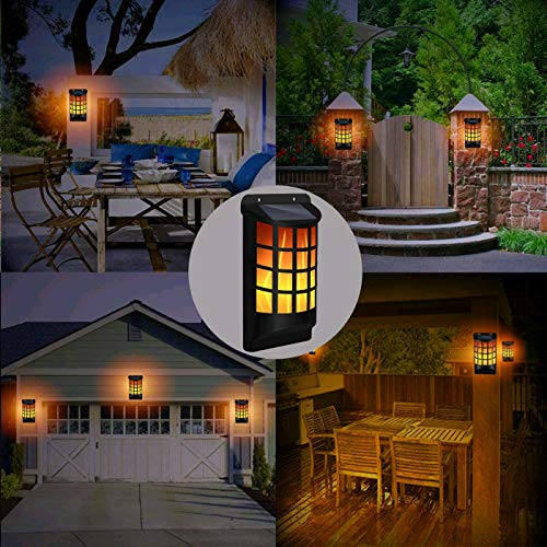 Solar Flame Lights Outdoor,Sunenvoy Waterproof Flickering Flame Wall