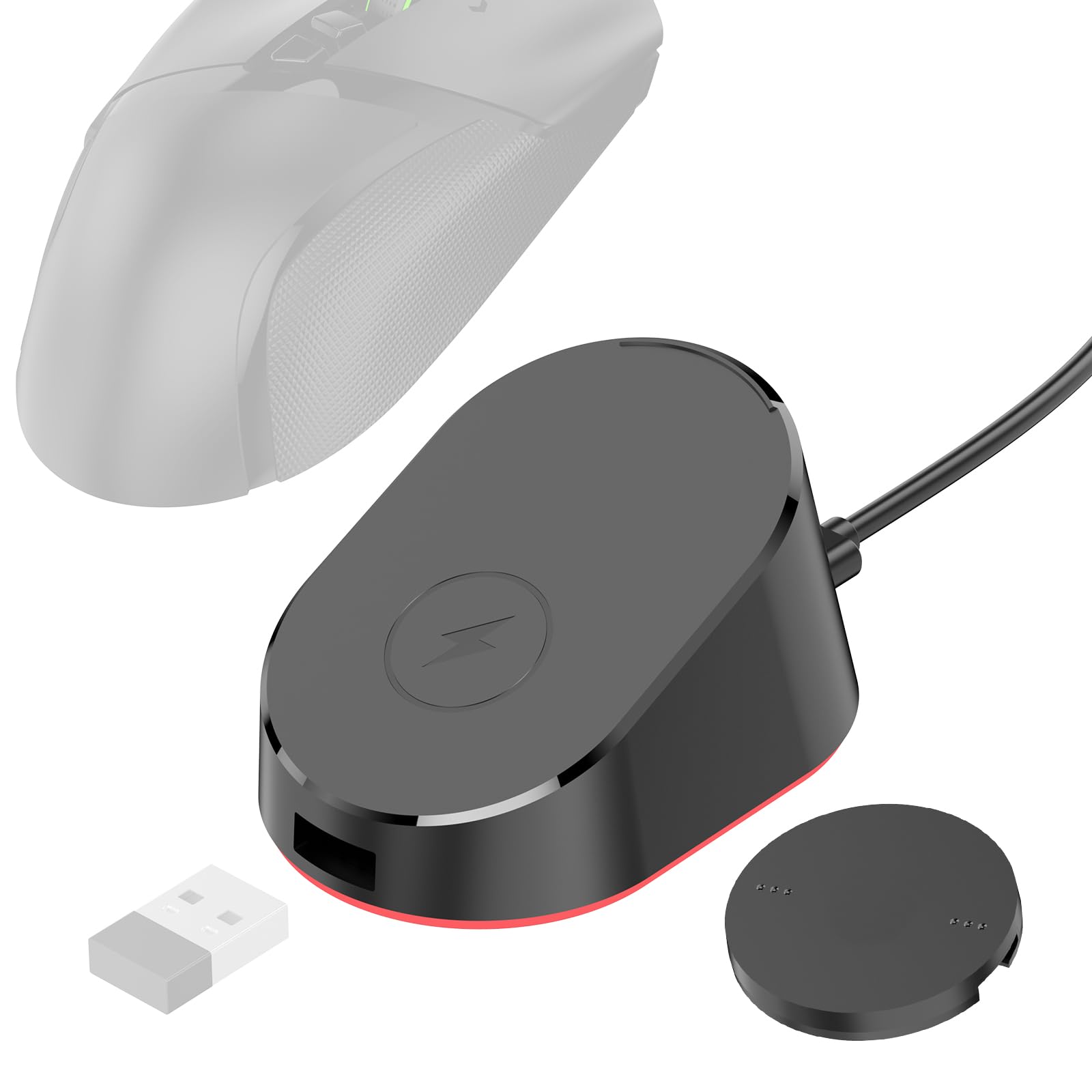 Photo 1 of Soarking Compact Magnetic Computer Mouse Charging Dock R3 for Razer Basilisk V3 Pro, Cobra Pr, Naga V2 Pro, Auto Shut-Off, Switch LED Charge Status, Anti-Slip Base, 6.6ft Cable