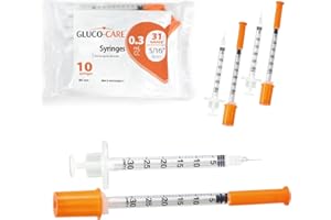 GLUCO-CARE 0.3 ml/cc Syringes 31G x 5/16’’ (8mm), Orange Cap, Set of 10 pcs
