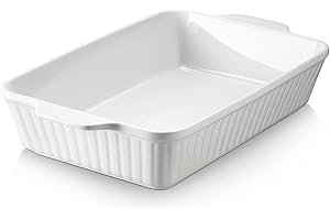 DOWAN Casserole Dish, 9x13 Ceramic Baking Dish, Large Lasagna Pan Deep for Oven, 4.2 Quarts Baking Pan with Handles, Oven Saf