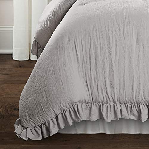 Lush Decor Light Gray Reyna Comforter Ruffled 2 Piece Set with Pillow