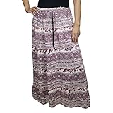 Mogul Shaheen Womens Long Maxi Skirt Purple A-Line Flared Flirty Vintage Skirts