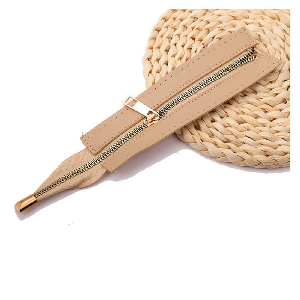 SHTGOI Handbag Leather Zip 18 cm Metal Zippers Woven Bag Accessories A Range of 28 Eyelets Braided Bag Leather Accessories for Bag Making DIY Apricot