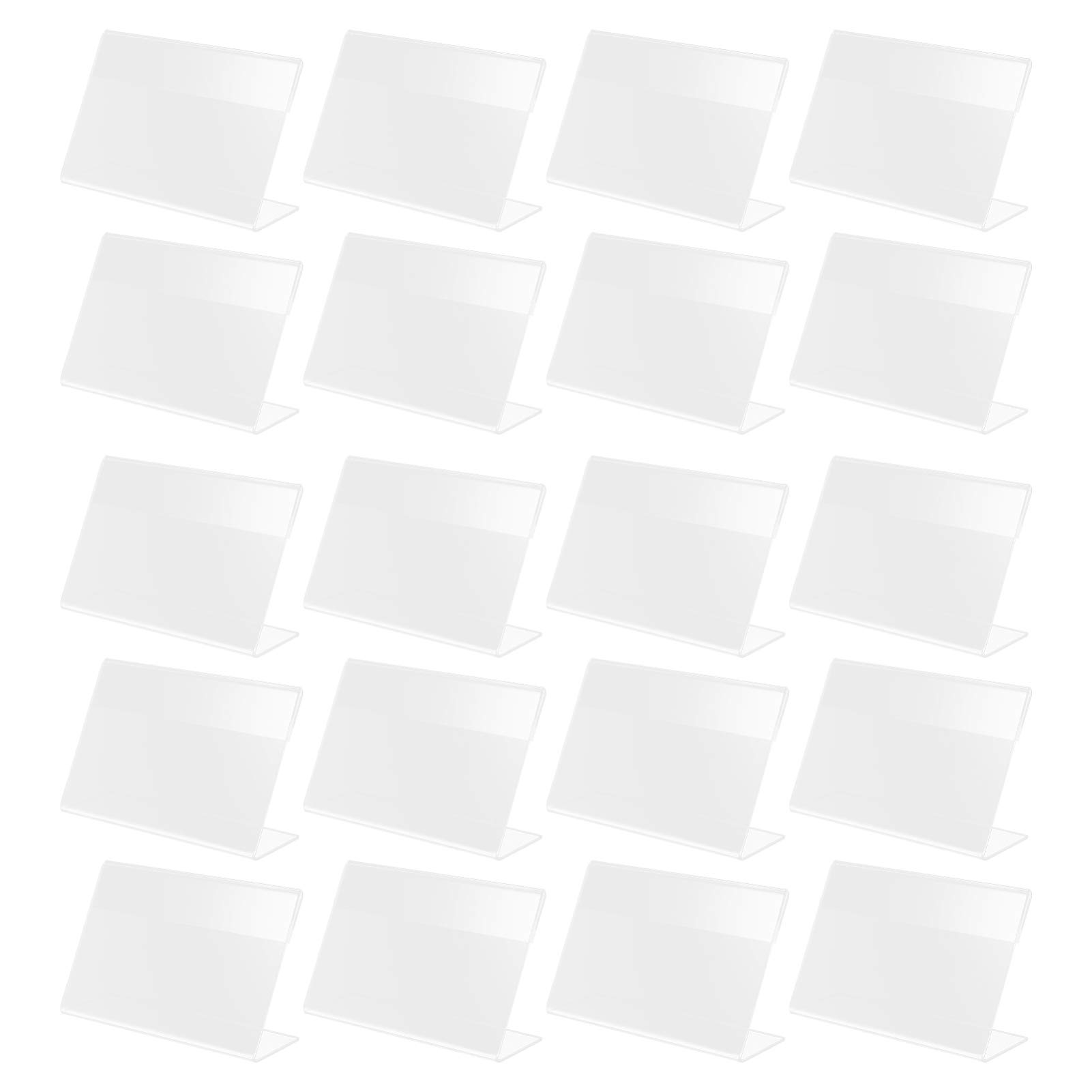 Mini Acrylic Sign Display Holder - 20 Pack Clear Label Holder Name Card Tag Label Shop Stand for Office Supermarket and Retail Store