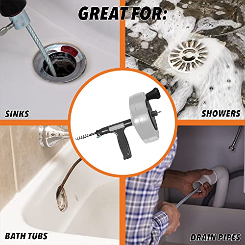 DrainX 50FT Steel Power Pro Drum Auger Plumbing Snake with Drill