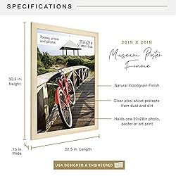 MCS Museum Poster Frame, Natural Woodgrain, 20 x 28