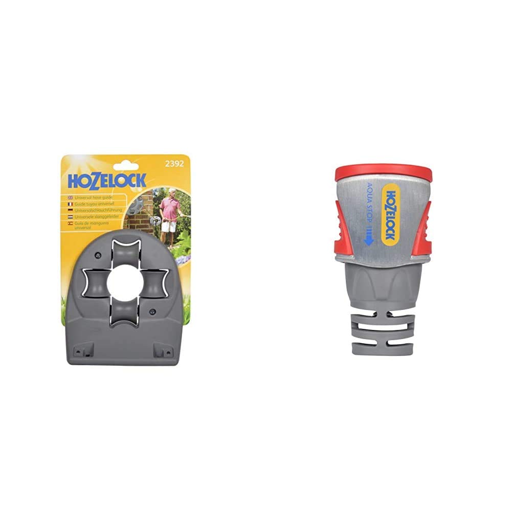 Hozelock Universal Hose Guide & Pro Metal AquaStop Connector (12.5mm & 15mm)