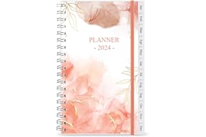 GETVOW 2024 Pocket Planner/Calendar - A6 Weekly & Monthly Organizer Notebook & Journal to Track Goals, Easy to Organize Your Daily Life, Medium 3.75" x 6.75", Rose