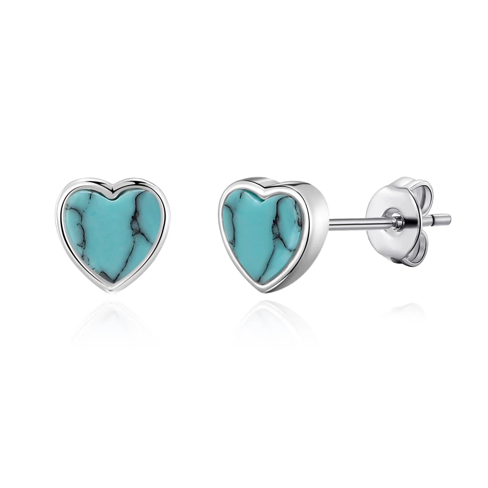 Philip Jones Synthetic Turquoise Heart Stud Earrings