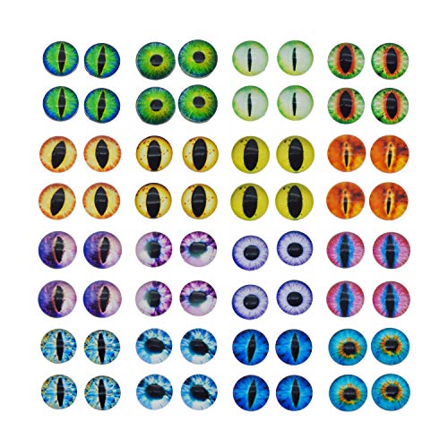 Julie Wang 50PCS 6MM Glass Dragon Eyes Small Flatback Cabochon Cameo for Jewelry Crafts Making Supplies Tiny Size 0.24inches