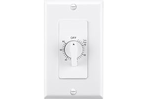 BN-LINK Heavy Duty 60-Minute in-Wall Spring Wound Countdown Timer Switch for Lights, Mechanical Switch Timer for Bathroom Exhaust Fan, No Neutral Wire Required, 2 Wall Plate(White and Silver Metallic)